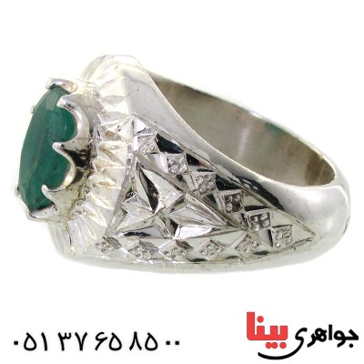 انگشتر زمرد زامبیا درشت مردانه فاخر _کد:1628
