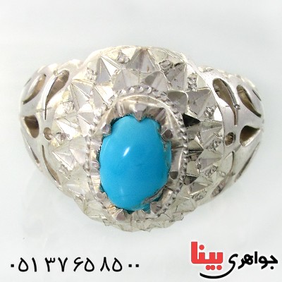 انگشتر فیروزه نیشابوری شجری مردانه فاخر _کد:1629