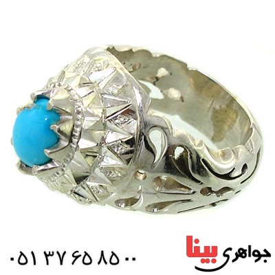 انگشتر فیروزه نیشابوری شجری مردانه فاخر _کد:1629