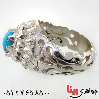 انگشتر فیروزه نیشابوری شجری مردانه فاخر _کد:1629