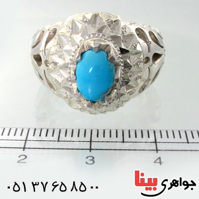 انگشتر فیروزه نیشابوری شجری مردانه فاخر _کد:1629