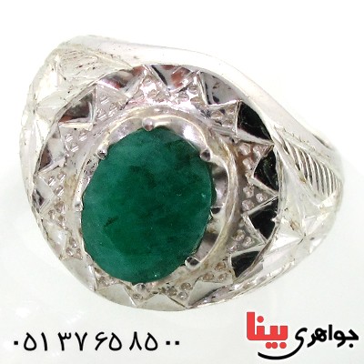 انگشتر زمرد زامبیا مردانه درشت فاخر _کد:1631