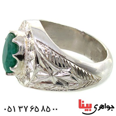 انگشتر زمرد زامبیا مردانه درشت فاخر _کد:1631