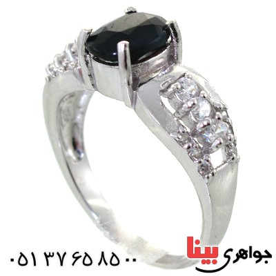 انگشتر یاقوت کبود زنانه رودیوم لوکس _کد:11336