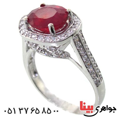 انگشتر یاقوت سرخ زنانه رودیوم لوکس مدل آذرخش _کد:11337