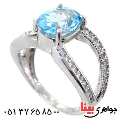 انگشتر توپاز زنانه رودیوم لوکس مدل نقاب _کد:11338