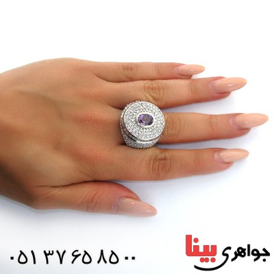 انگشتر آمتیست زنانه درشت رادیوم لوکس مجلسی _کد:11342