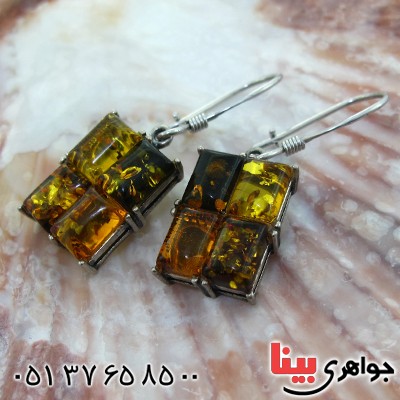 گوشواره کهربا زنانه مدل پنجره ای _کد:11347