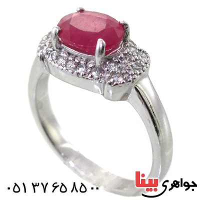 انگشتر یاقوت سرخ زنانه رودیوم لوکس مدل فرنوش _کد:11350