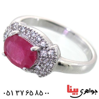 انگشتر یاقوت سرخ زنانه رودیوم لوکس مدل فرنوش _کد:11350