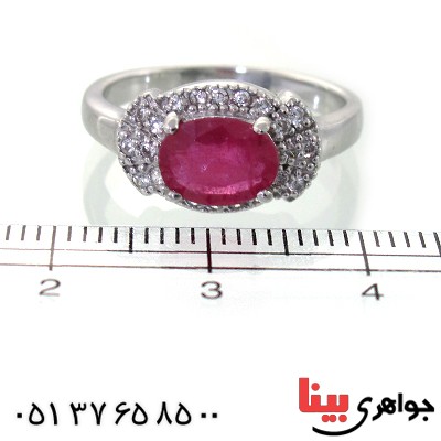 انگشتر یاقوت سرخ زنانه رودیوم لوکس مدل فرنوش _کد:11350