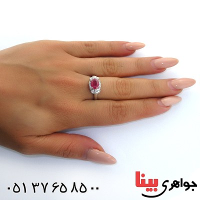 انگشتر یاقوت سرخ زنانه رودیوم لوکس مدل فرنوش _کد:11350