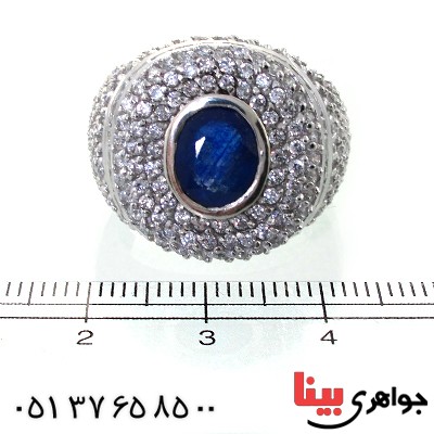 انگشتر یاقوت کبود درشت رودیوم لوکس مجلسی _کد:11352