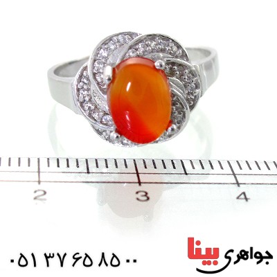 انگشتر عقیق یمنی زنانه رادیوم لوکس مدل گل پیچ _کد:11359
