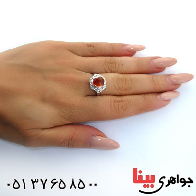 انگشتر عقیق یمنی زنانه رادیوم لوکس مدل گل پیچ _کد:11359