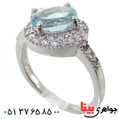 انگشتر توپاز زنانه رودیوم لوکس مدل بیتا _کد:11368