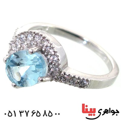 انگشتر توپاز زنانه رودیوم لوکس مدل بیتا _کد:11368