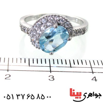 انگشتر توپاز زنانه رودیوم لوکس مدل بیتا _کد:11368