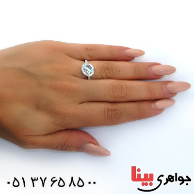 انگشتر توپاز زنانه رودیوم لوکس مدل بیتا _کد:11368