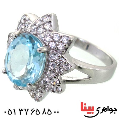 انگشتر توپاز زنانه رادیوم لوکس مدل خورشید _کد:11377