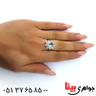 انگشتر توپاز زنانه رادیوم لوکس مدل خورشید _کد:11377