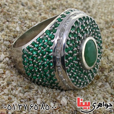 انگشتر زمرد درشت رودیوم لوکس مجلسی _کد:11378