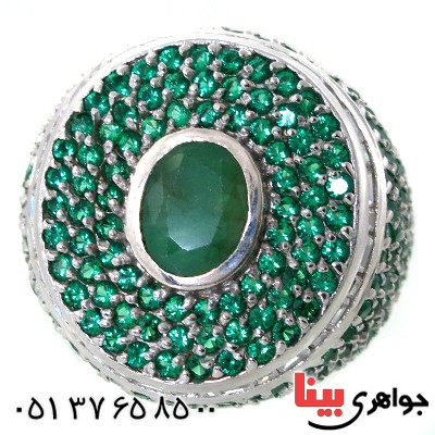 انگشتر زمرد درشت رودیوم لوکس مجلسی _کد:11378