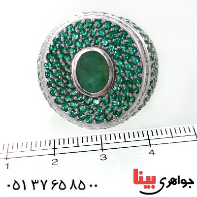 انگشتر زمرد درشت رودیوم لوکس مجلسی _کد:11378
