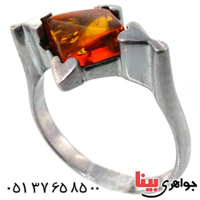 انگشتر کهربا زنانه شیک و مجلسی _کد:11379