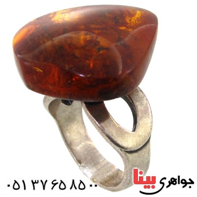 انگشتر کهربا زنانه درشت خوشرنگ _کد:11382