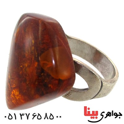 انگشتر کهربا زنانه درشت خوشرنگ _کد:11382
