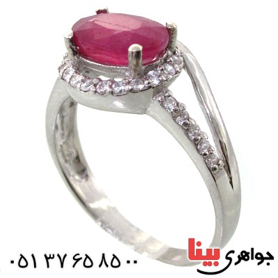انگشتر یاقوت سرخ زنانه رودیوم لوکس مدل رونیکا _کد:11386