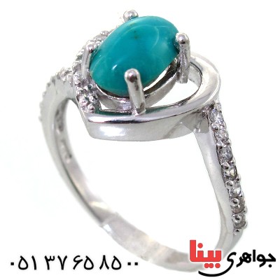 انگشتر فیروزه نیشابوری زنانه رادیوم لوکس مدل قلبی _کد:11388
