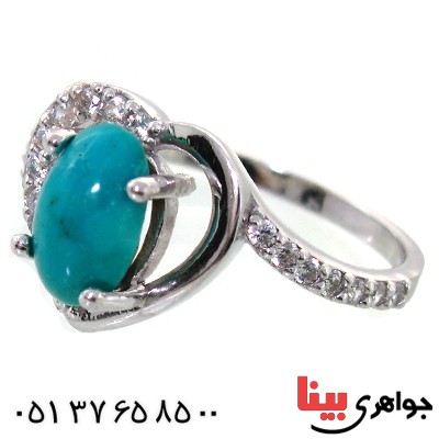 انگشتر فیروزه نیشابوری زنانه رادیوم لوکس مدل قلبی _کد:11388