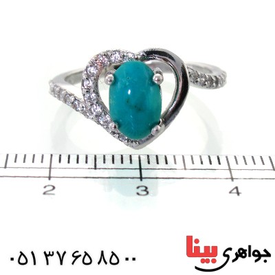 انگشتر فیروزه نیشابوری زنانه رادیوم لوکس مدل قلبی _کد:11388