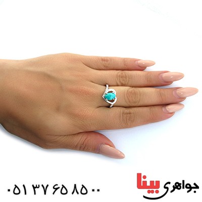انگشتر فیروزه نیشابوری زنانه رادیوم لوکس مدل قلبی _کد:11388