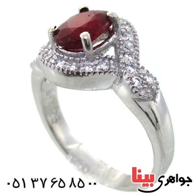 انگشتر یاقوت سرخ زنانه رودیوم لوکس مدل نادیا _کد:11393