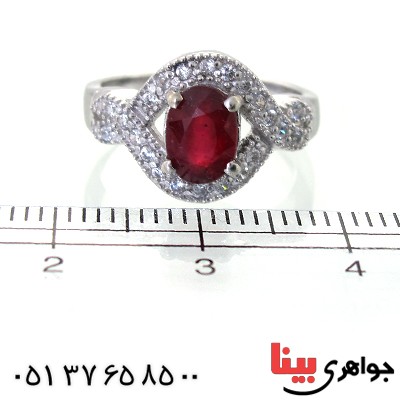 انگشتر یاقوت سرخ زنانه رودیوم لوکس مدل نادیا _کد:11393