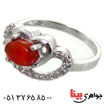 انگشتر عقیق یمنی زنانه رادیوم لوکس مدل قلب _کد:11396