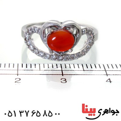 انگشتر عقیق یمنی زنانه رادیوم لوکس مدل قلب _کد:11396