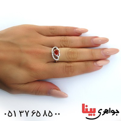 انگشتر عقیق یمنی زنانه رادیوم لوکس مدل قلب _کد:11396