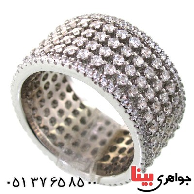 انگشتر نقره زنانه درشت تمام جواهر _کد:11401