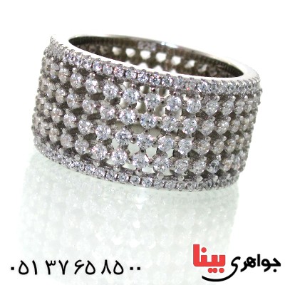 انگشتر نقره زنانه درشت تمام جواهر _کد:11401