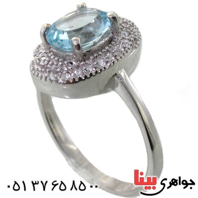 انگشتر توپاز زنانه رودیوم لوکس مدل شکیلا _کد:11402