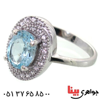 انگشتر توپاز زنانه رودیوم لوکس مدل شکیلا _کد:11402