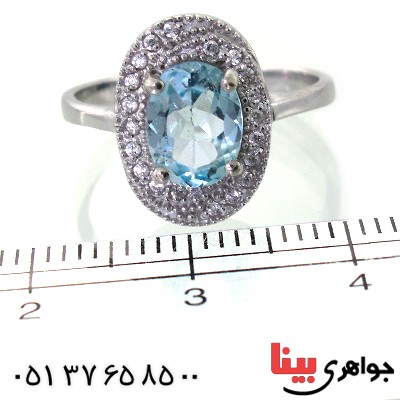 انگشتر توپاز زنانه رودیوم لوکس مدل شکیلا _کد:11402