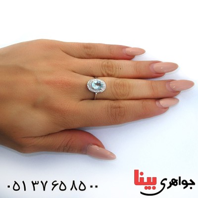 انگشتر توپاز زنانه رودیوم لوکس مدل شکیلا _کد:11402