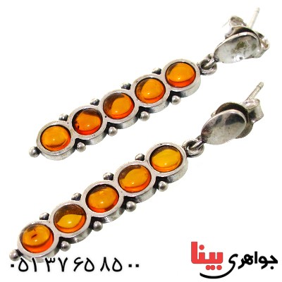 گوشواره کهربا زنانه مدل آویز_کد:11407