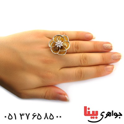 انگشتر نقره زنانه درشت مدل گل _کد:11409