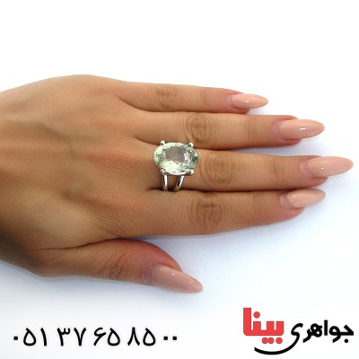 انگشتر آکوآمارین زنانه درشت رادیوم لوکس مدل مژگان _کد:11416